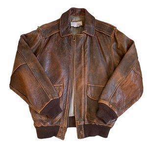 Club Elite - Vintage Leather Bomber Jacket